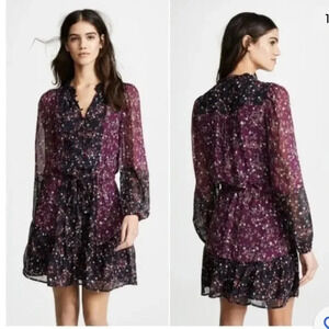 Paige "Sonoma Two-Tone Floral Print Silk Dress  XS
